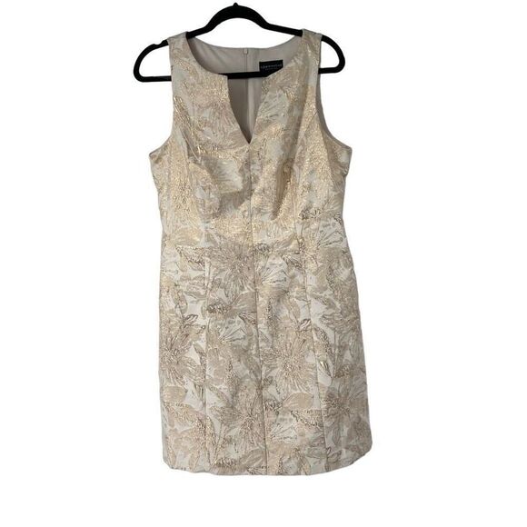 Connected Apparel Light Pink Floral-Print Metallic Dress Sz 10 Women’s - Picture 1 of 7